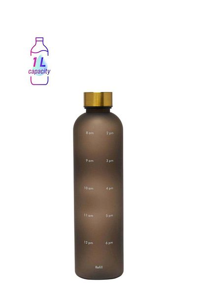 PRICKLY PEAR Black DAY 1L Water Tracking Bottle - Stylish Hydration Solution