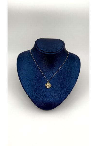 ERDEM KUYUMCULUK 14 Ayar Altın İşlemeli Yonca Kolye