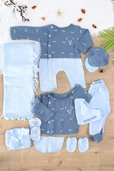 Sitilin طقم بدلة أطفال أولادي حديثي الولادة من الموسلين باللون الأزرق مكون من...