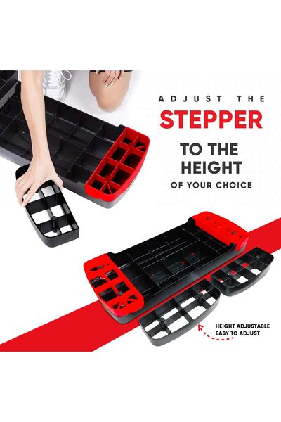 Sparnod Fitness SAS-1000 Stepper AdjustableHeight,Supports upto 225kg,Strength Training& Pilates Red