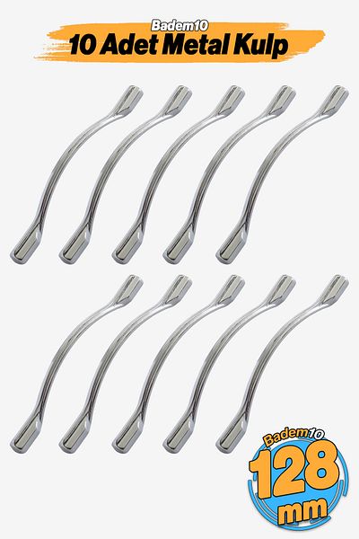 Badem10 Mâner perlat 128 mm 10 buc. Mobilier argintiu Dulap de bucătărie Sertar Mânere dulap Mâner capac Mâner metal