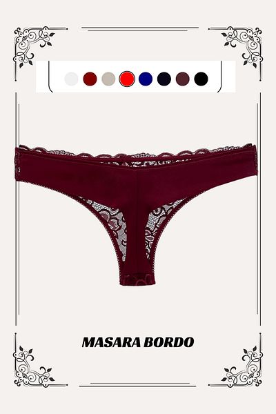 MİSTİRİK Chiloți Moale Model Masara Culoare Bordeaux Cu Detaliu Dantela