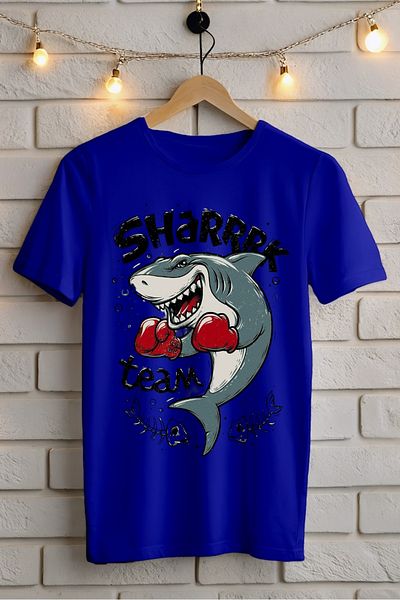 New Shine 1 μπλουζάκι δώρο για αγορές 6 και άνω στο καλάθι - Μπλουζάκι μεγάλου μεγέθους με στάμπα Shark Teams