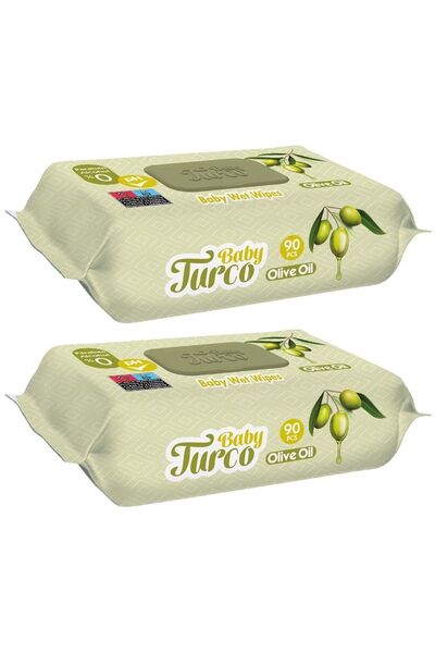Baby Turco Islak Havlu Mendil 90 Yaprak Zeytinyağlı 2 Li Set 180 Yaprak