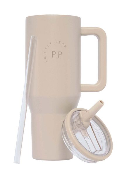 PRICKLY PEAR Stainless Steel Water Bottle 40 Oz Hydrator Tan Logo