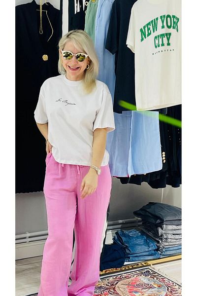 Fym Muslin Palazzo Pantalon-Pink - S
