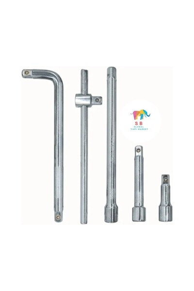 kayasanyapimarket Professional Global 1/2 Socket Extension t Arm Chrome Intermediate Arm 5 Pieces