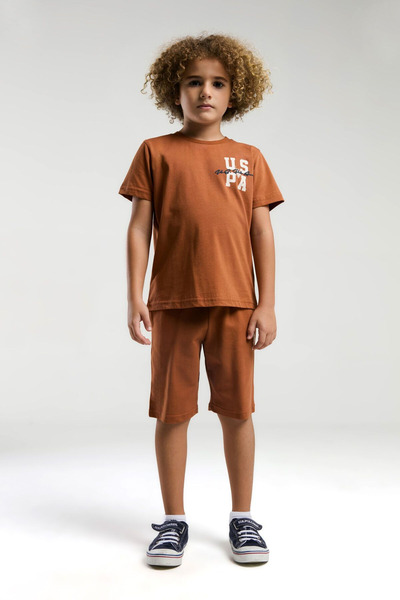 U.S. Polo Assn. Boy's Light Brown Bermuda Suit