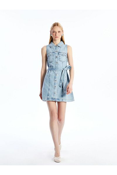 LC Waikiki LCW Vision Indigo πουκάμισο γιακά Jean φόρεμα S5AH52Z8NVY25