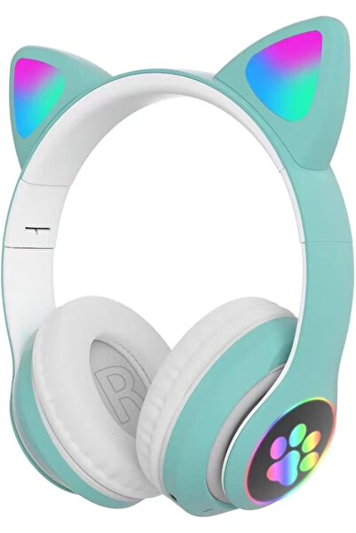 Branzino Bluetooth Kablosuz Kulaküstü Kedi Desenli Şık Renkli Sevimli Kulaklı...