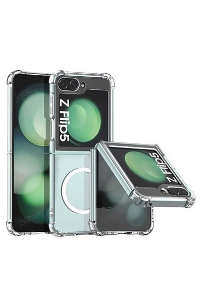SKYDDAR INNOVATION Cover for Samsung Galaxy Z Flip5, SKYDDAR INNOVATION, Shockproof MagSafe, Transparent, sticker set