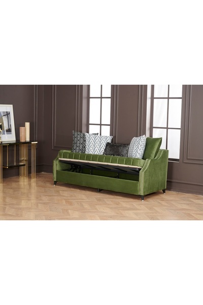 Tutku Yatak Ashley Üçlü Fonksiyonel Yataklı Bazalı Kanepe Koltuk / Çekyat – Ahşap Gövde 80x190 Yatak