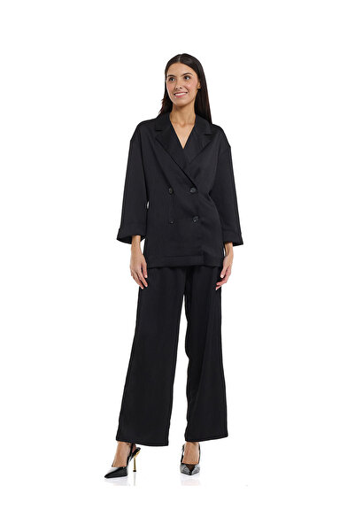 R&B Solid Double Breasted Blazer