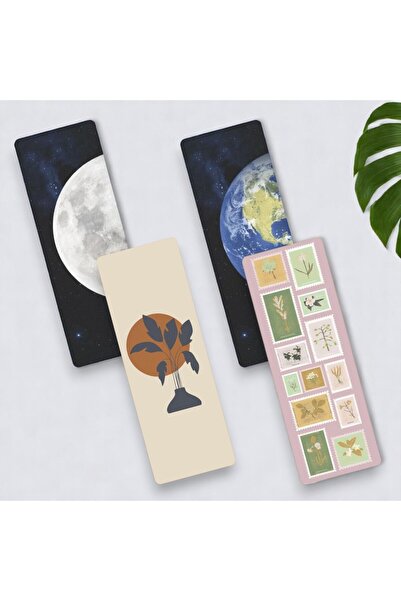 riyaz مجموعة من 4 علامات مرجعية مزدوجة الجوانب – كرتون سميك، مع سيلوفان غير ل...