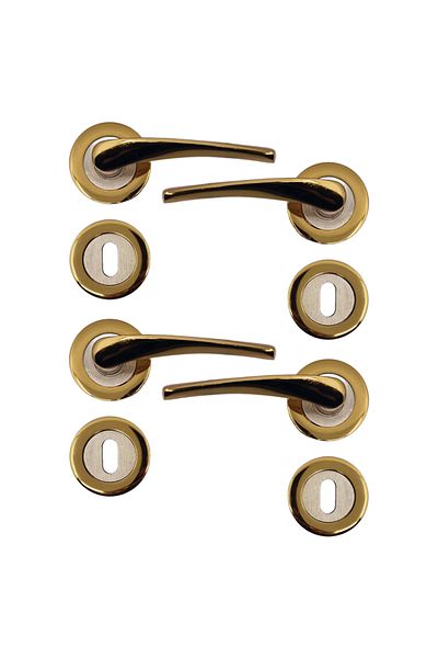 flores Door handle with rosette, Bravo, satin yellow, keyed, 2 sets / box