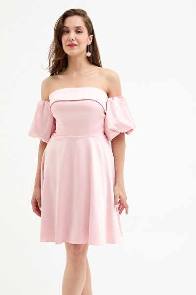 Lafaba Γυναικείο Μίνι Σατέν Μίνι Βραδινό Φόρεμα με Στράπλες Πέτο