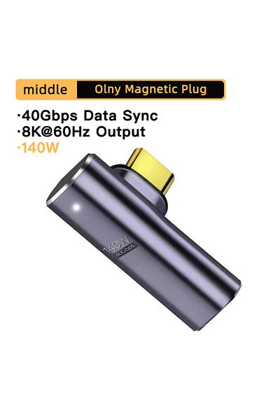 Choice Mid-bend adapter PD140W USB4.0 40Gbps Thunderbolt3 Magnetic Adapter USB C To Type C Fast Charge Magn