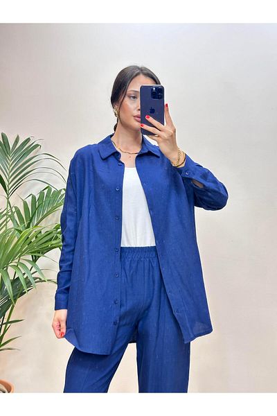 Ranasubaşı Shalwar Linen Double Suit Navy Blue