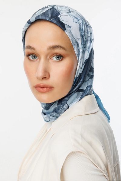 Mooncorn Βαμβακερό κασκόλ Ice Blue Floren Pattern