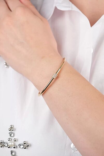 Arpaş 14 Ayar Altın Silindir Taşlı Kelepçe 150