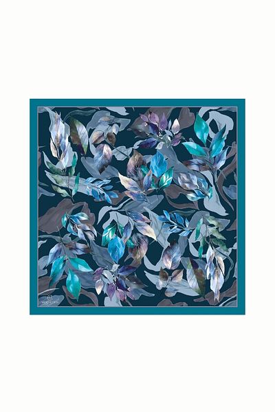 Mooncorn Βαμβακερό κασκόλ με μοτίβο Petrol Blue Lorya