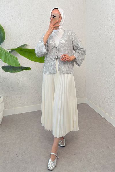 Salih Çelebi Tattered Tassel Kimono 2314 - Gray