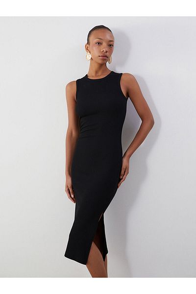 LC Waikiki LCW Vision Μαύρο Φόρεμα Bodycon με λαιμόκοψη S5OB95Z8NVY25