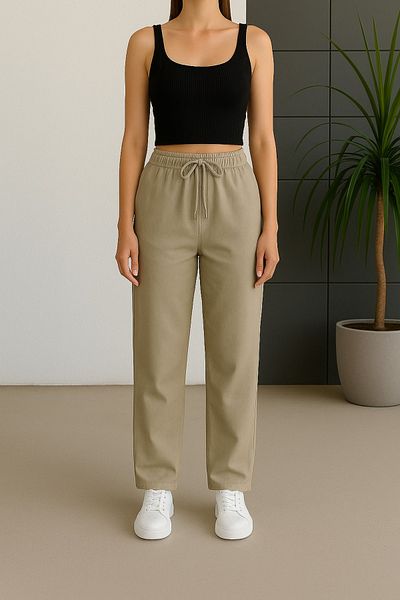 freemen Women's High Waist Gabardine-Linen Textured Pants – Breathable Fabric, 4 Seasons Comfort