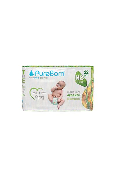 PUREBORN Organic Diapers New Born 1-3kg Single Pack- 22s