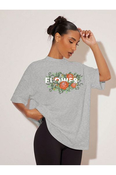 uyguntarz Μπλουζάκι με στάμπα Unisex Flowers Flower Design