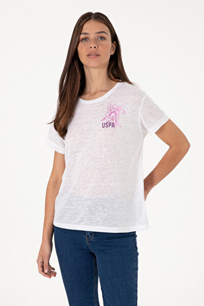 U.S. Polo Assn. تي شيرت أبيض برقبة دائرية للسيدات 50299755-VR013