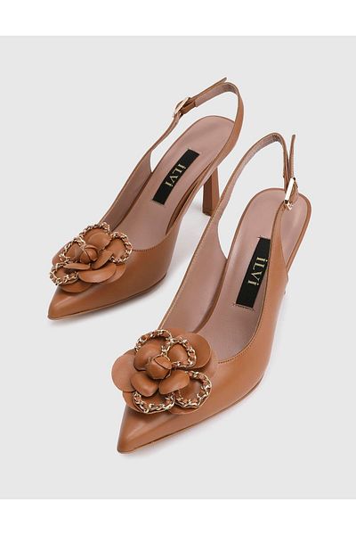 İLVİ Andreina Genuine Leather Tan Women's Heeled Sandals
