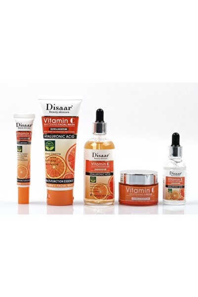 Disaar فيتامين سي مجموعة لتبييض وتفتيح بشرة الوجه مكونة من 5 قطع