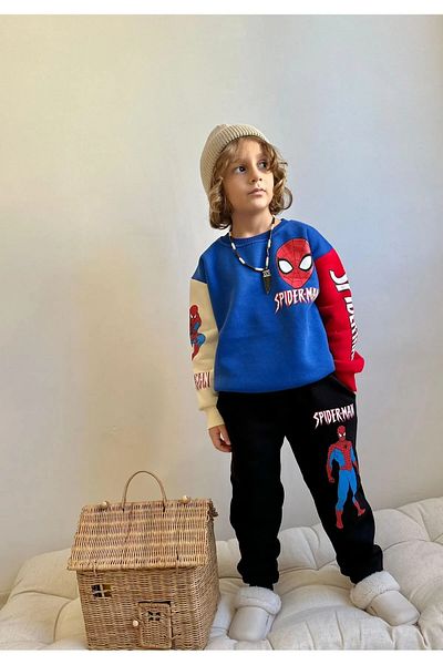 YARENKİDS Blue Printed Boy's Suit