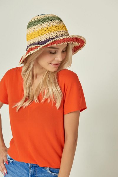 Axesoire 11507 Ecru Color Braided Straw Hat