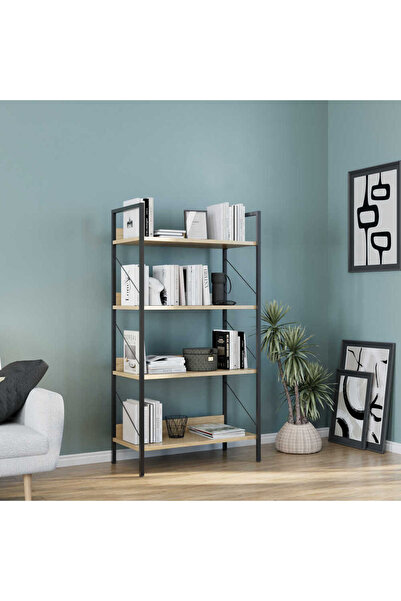 Adore Mobilya Profile 4 Raflı Kitaplık-Florida Meşe 73x136x35 cm