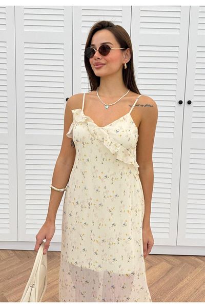 SEZON MAGAZALARI Women's Flower Midi Length Dress