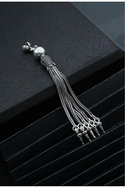 dergah tesbih Tulip Motif Glitter Silver Tassel