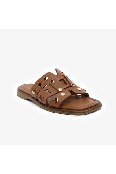 Greyder Papuci de damă din piele naturală maronie 5y2wt59250