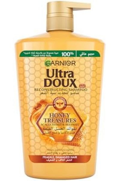 Garnier Ultra Doux Honey Treasures Shampoo 1000ml – Repairing Care for Damaged, Fragile Hair