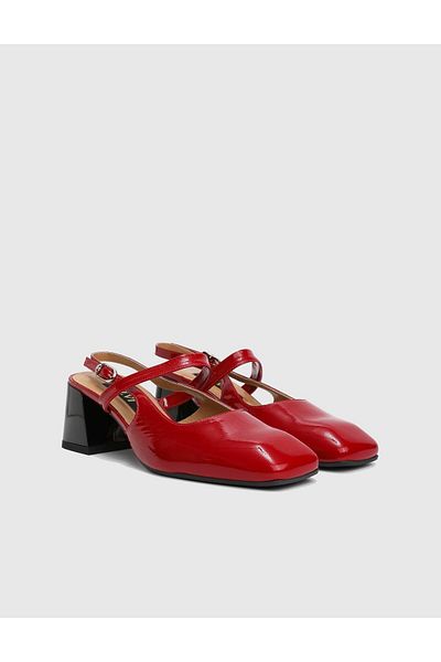 İLVİ Annetta Patent Leather Red Women's Heeled Sandals