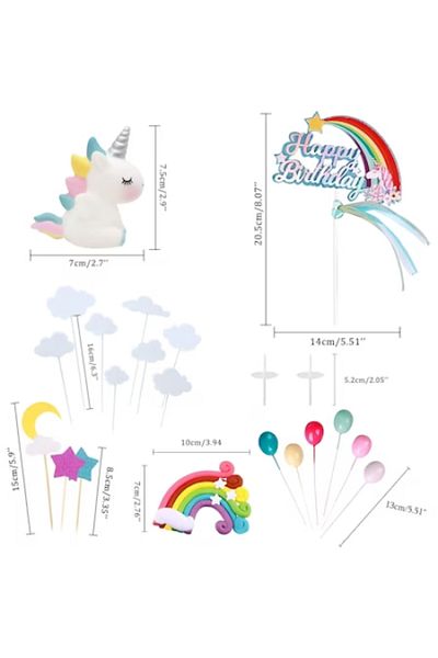 HASEPE Unicorn cake decorations Home Sweet Paradise, set 21 pieces, for special events, multicolor