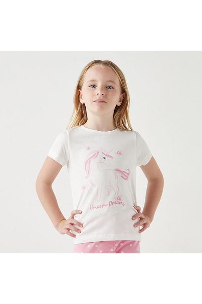 Juniors Unicorn Print T-Shirts And Pyjamas - Set Of 2