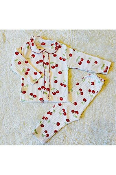 BabyWings مجموعة بيجامات للفتيات الصغيرات مع تقرير مطبوع بالكرز