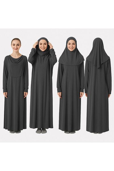 ZEHRANAZ NAMAZ ELBİSESİ Prayer Dress (Dark Gray)