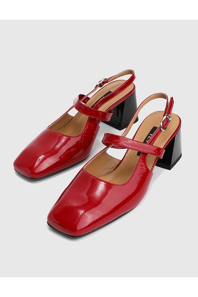 İLVİ Annetta Patent Leather Red Women's Heeled Sandals