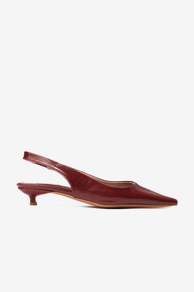 Seniorah Burgundy Skin Pointed Toe Women's Heeled Shoes