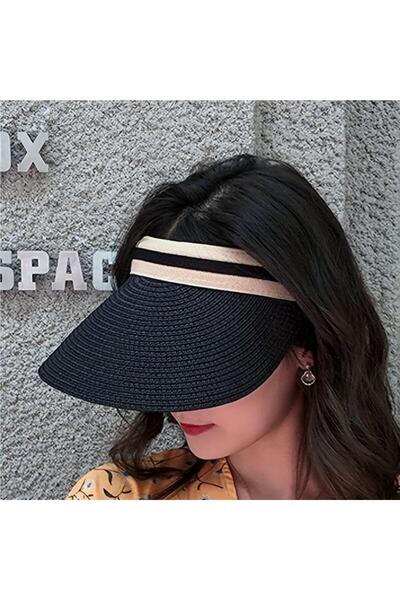 Axesoire 14398 Μοντέλο Μαύρο Ψάθινο Καπέλο με Γείσο