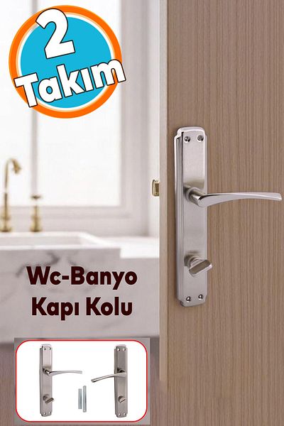 NZB Wc Bathroom Door Handle Nickel Inox Mirrored Right Left Suitable Lockable Interior Exterior Toilet Door 2 Sets