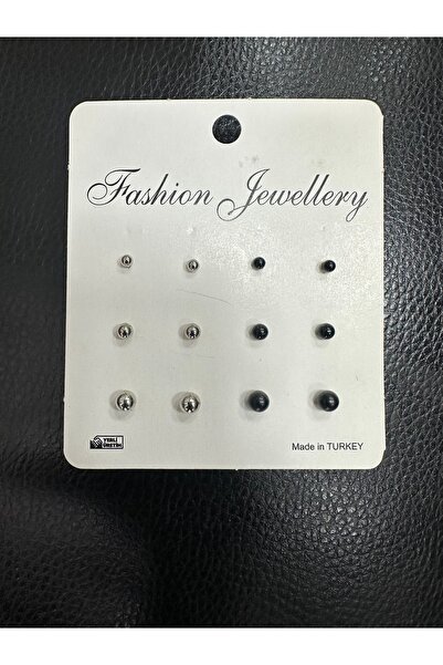 ÇELİKSİLVERTAKI 6 Çift Metal Top Küpe